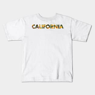 State of California Poppy Floral Word Art Kids T-Shirt